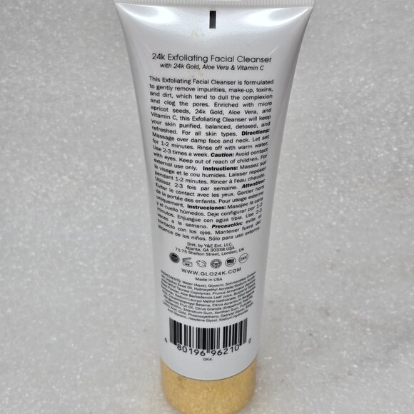 Glo24K Exfoliating Facial Cleanser 120ml With 24K Gold Aloe Vera & Vitamin C - Picture 2 of 2